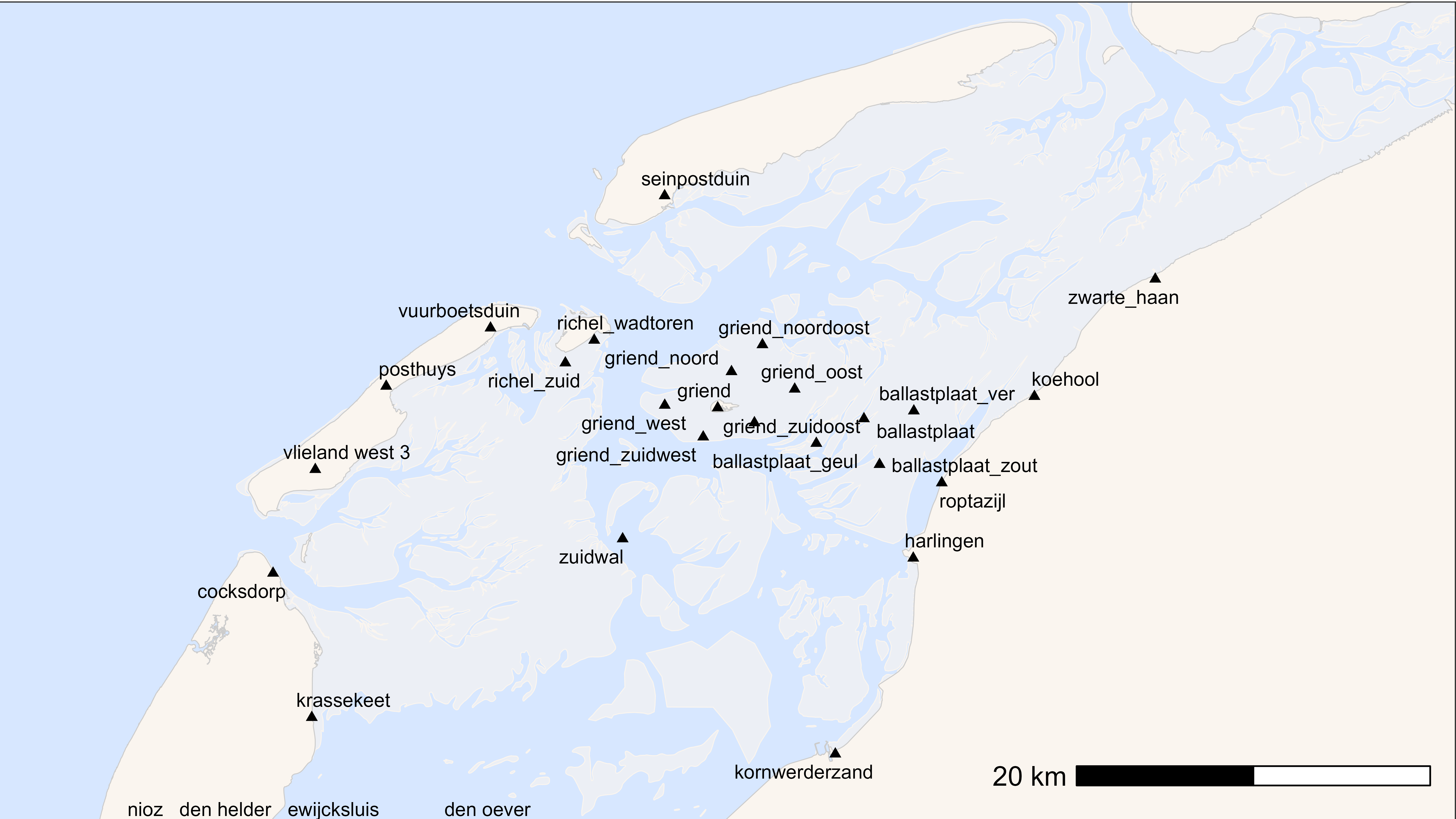 basemap with receivers and label